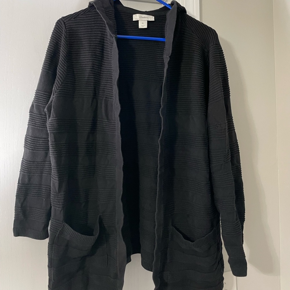 Hooded black striped sweater